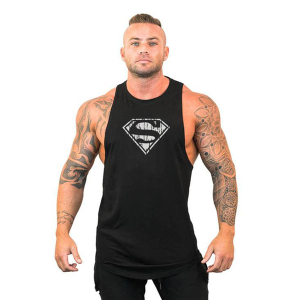 Men's Cotton Sleeveless t-shirt Bodybuilding Workout Tank Tops Muscle Fitness Tank Male Gym Clothes Y back Tops