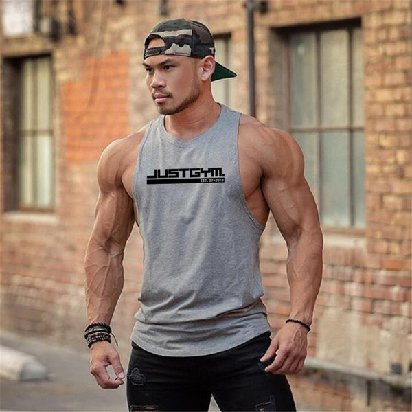 New Arrivals Bodybuilding stringer tank top man Cotton Gym sleeveless t shirt men Fitness Vest Singlet sportswear workout tanktop