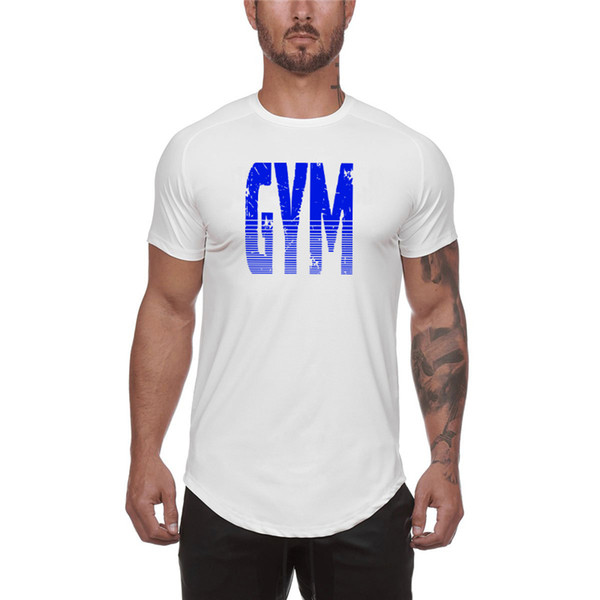 Brand Fashion High-elasticity Sporting T-shirt Men Short Sleeve Fitness T shirt Men's solid gym Clothing Mesh Bodybuilding Tee shirt