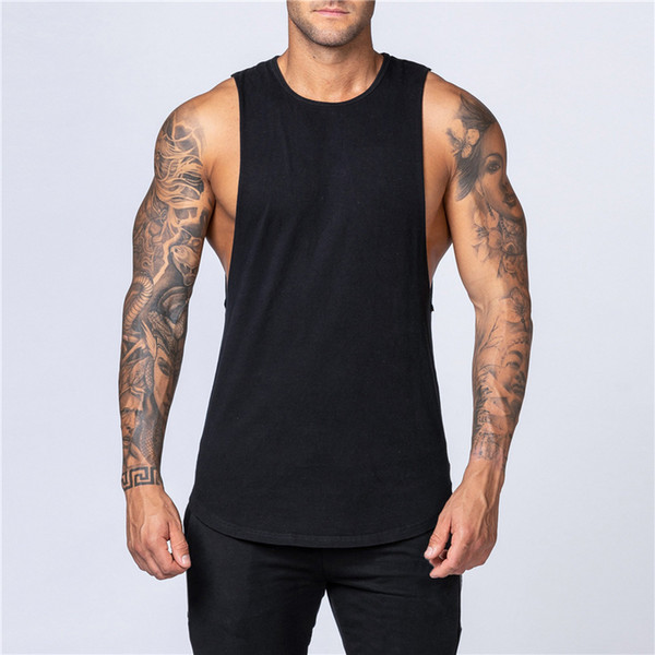 New Solid Color Sports Running Vest Men Fitness Tank Top Gym Sleeveless T Shirt Workout Singlets Muscle Tank Top Bodybuilding Clothing