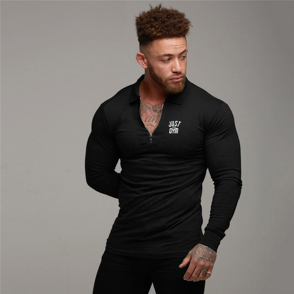 Brands Bodybuilding and Fitness Polo Shirt Men Cotton Long Sleeve Men Polo Shirt Sports jerseys golf tennis Plus Size Male Gym Tops