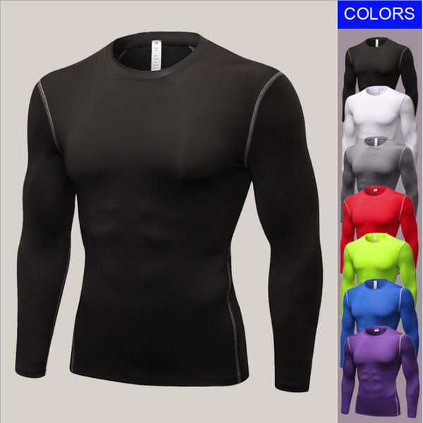 E-BAIHUI t-shirt summer Long Sleeved gym fitness t shirt quick Dry Sports running T Shirts Casual Men's Solid color Breathable t shirts 1019