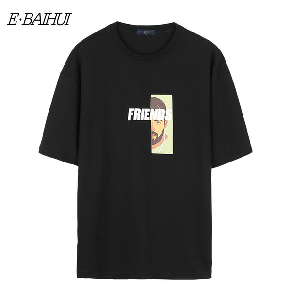 E-BAIHUI T-shirt Men 2019 Summer Casual Black Short Sleeve Oversize Hip Hop Tops Tees 100% Cotton Fashion Printing T-shirt for Men L674