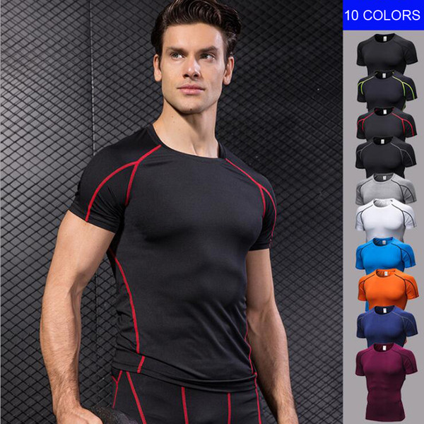 E-BAIHUI Gym t-shirt Compression Sport T Shirt Men Quick Dry Fit Running T-Shirt Men Fitness Tshirt Elastic Basketball Tshirt 1053