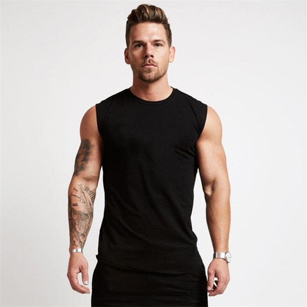 Men's Compression Sleeveless T-shirt Tight Singlets Fitness Mens Blank Tank Top Workout Vest Cotton Muscle Tank Top Gym Cothing