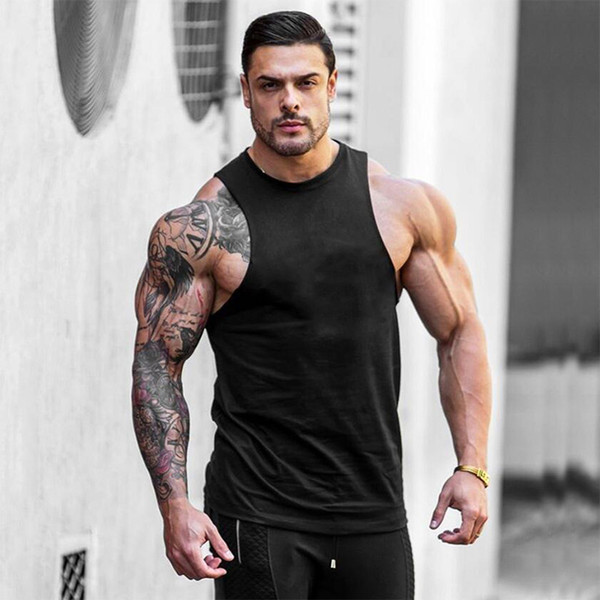 Plain men gym tank tops bodybuilding Sleeveless t shirt fitness clothing muscle singlets workout vests for men Sportwear tanktop customize