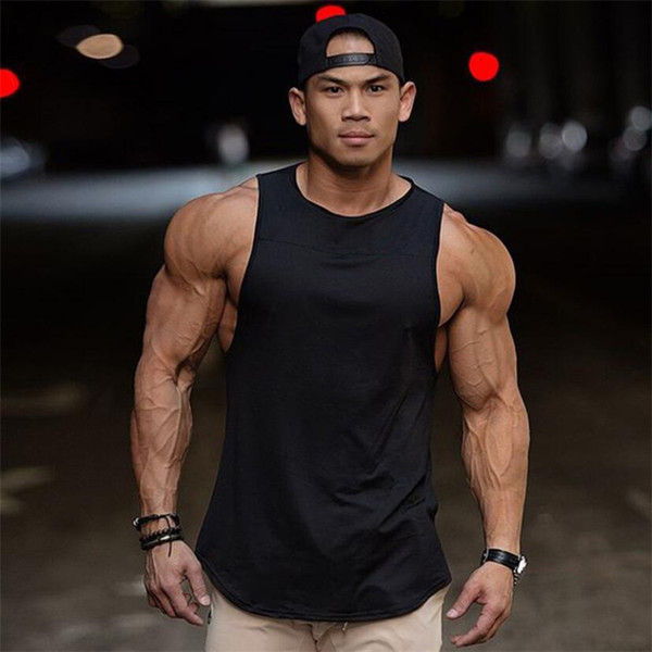 New design Men Brand Clothing Gym Sleeveless T-shirt Bodybuilding Tank Tops Men's Summer Fitness Muscle Vest O-neck Training Tanktop