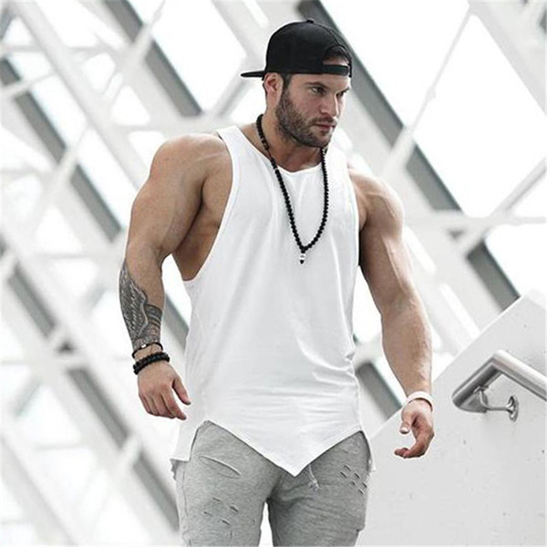 New Summer Bodybuilding Stringer Tank Top Men Gym Sleeveless T Shirt Fitness Mens Solid Color Clothing Cotton Muscle Vest Workout Tanktop