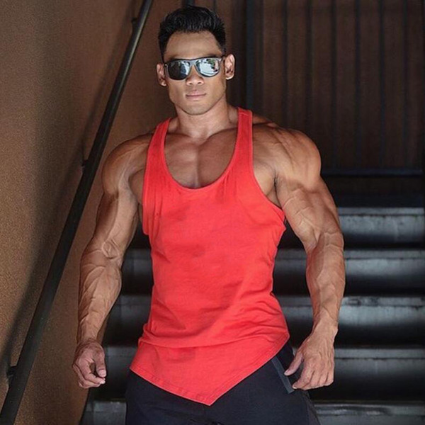 Brand Solid Color Clothing Gym Stringer tank top men Fitness Sleeveless T Shirt Cotton blank Muscle Y Back vest Bodybuilding Tanktop