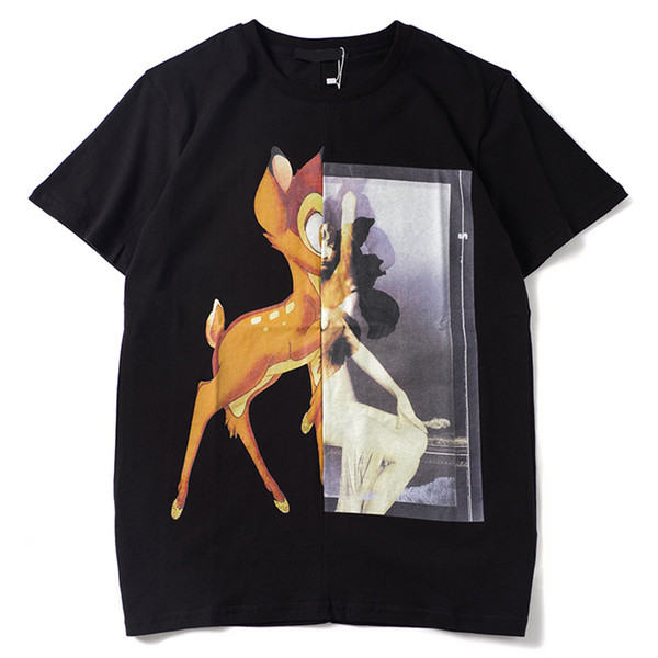 New Men Designer T shirt women Paris brand clothing Tshirt 3D Sika deer with woman printed T-shirt High quality 100% cotton male Top Tees