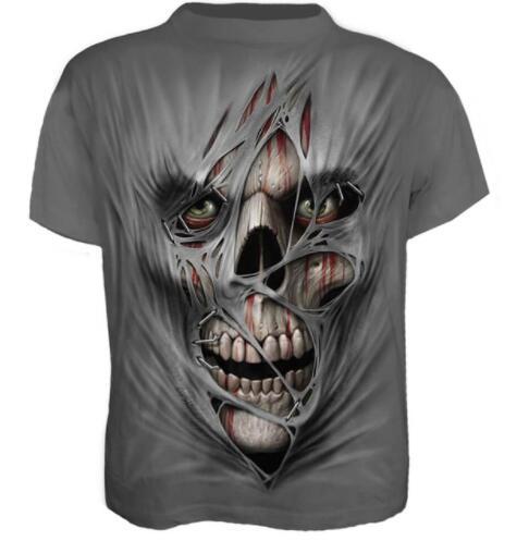 Sondirane Fashion Horror Skull Print 3D Print Funny T Shirts Summer Quick Dry Hip Hop Tops Short Sleeve Gray Tees Clothing 2019