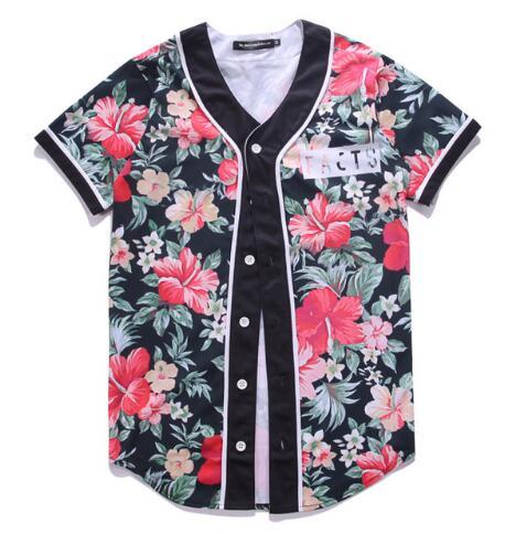 Harajuku Baseball T Shirt 3D Print Beautiful Flowers Graphic Jersey Tops Hip Hop Short Sleeve Cardigan Cool T Shirt cheap clothing