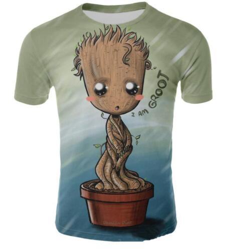 Sondirane New Fashion Cartoon T Shirt Harajuku Short Sleeve Groot 3D Print Funny T-shirts Casual Summer Quick Dry Tops Hip Hop