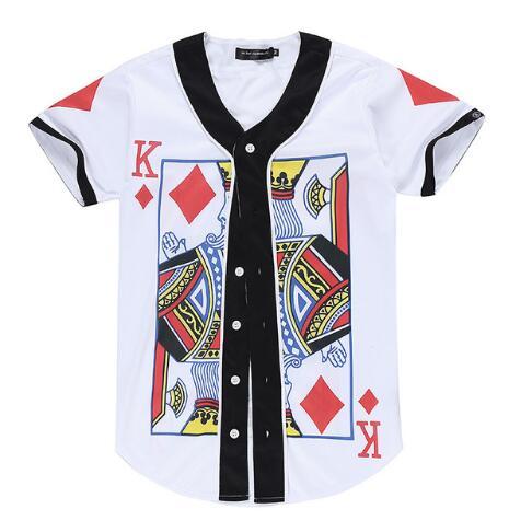 New Design 3D Print Poker AQK Pattern T Shrit Casual Cardigan Baseball T Shirts Hip Hop Button Short Sleeve Tops Tees comfortable clothing