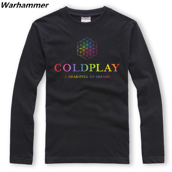 Coldplay Mens T-shirt Long Sleeved O-neck Cotton XXL Print A Head Full Of Dreams Rock Tee Shirt Homme EU Big Size Basic Shirts Drop Shipping