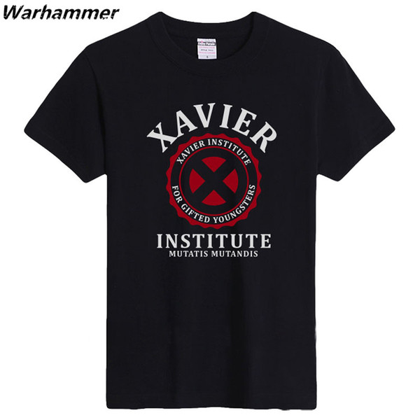 2017 New Arrival Xavier Institute T shirt Men Flock Print X-MEN T-shirts Youth Cotton Short Sleeved O neck EU Size XXXL Tops Tees Drop Ship