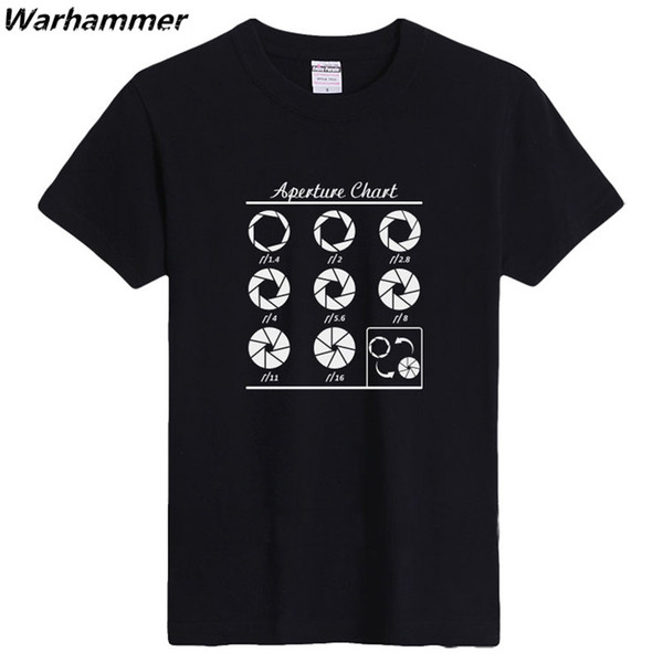 Men T shirt Aperture Chart Fans Summer Street Fashion Short Sleeve O-Neck T-shirt Gifts For Photogrpher Camera Lovers Cotton Tee Shirt Homme