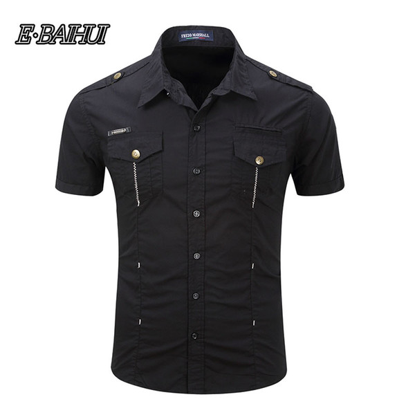 E-BAIHUI Cotton Polo Shirt Men High Quality Military Shirt Loose Blouse Man's Solid Classic T-shirt Polo 55888