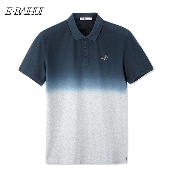 E-BAIHUI Men's Gradient Color Polo Shirt Turn-down Collar Brand Summer Short-sleeve High Quality Men Polo Shirt L015