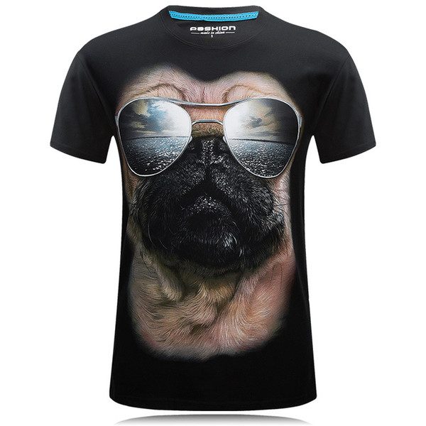 E-BAIHUI 3D Men T-shirt Casual Dog Funny Short Sleeve Stereo Pattern Rock Tees Round Neck Plus Size Men T-shirts T-41