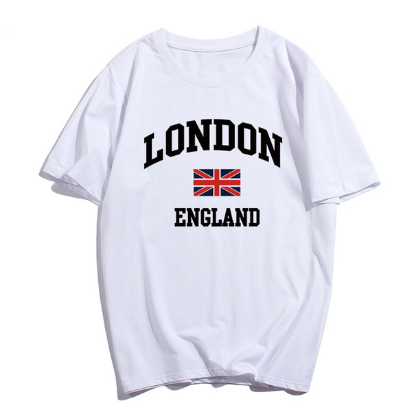 E-BAIHUI New Sale Fashion LONDON Print T-shirt Hip Hop Casual T-shirt Fashion T-shirt 100% Cotton White and Black T-079