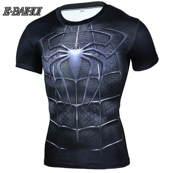 E-BAIHUI T-shirt Outdoor Running Shirt Men Spiderman 3D t-shirt Quick Dry Sport Jerseys Gym Clothing Men Top Rashgard A-2493