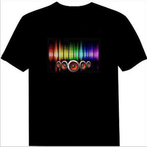 EL Flashing Men's Voice-activated LED Light T-shirt Men Party Concert Personality Fashion Show T-shirt Sound Shiny T-shirt Size XXS-3XL