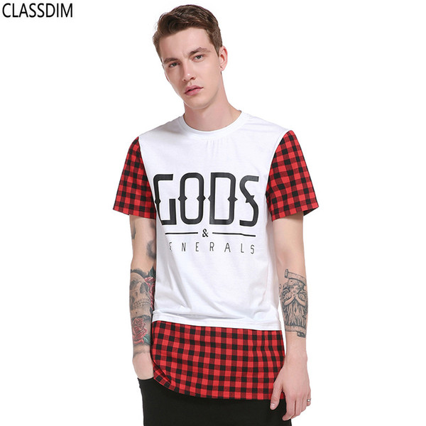 Men's High Street hip-hop fake two letters printed short-sleeved T-shirt Men's striped t-shirt Teen Vogue Cotton