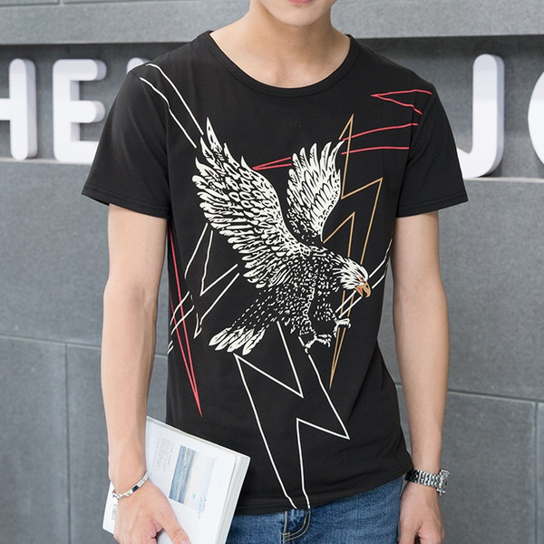 Fashion eagle wolf print New Men's T-Shirt short sleeve o neck t shirt casual Loose Fit Tops tshirt BMTX44 FF