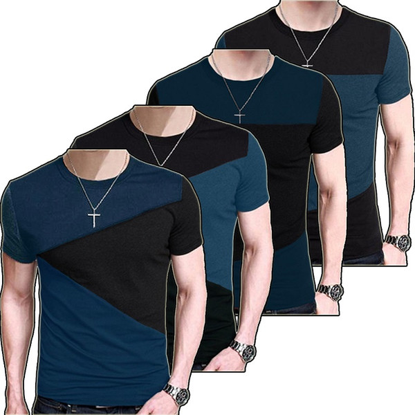 2017 Fashion Mens Striped T Shirt Slim Fit Crew Neck T-shirt Casual Short Sleeve Crew Neck tshirt Tee Tops TX116 RF