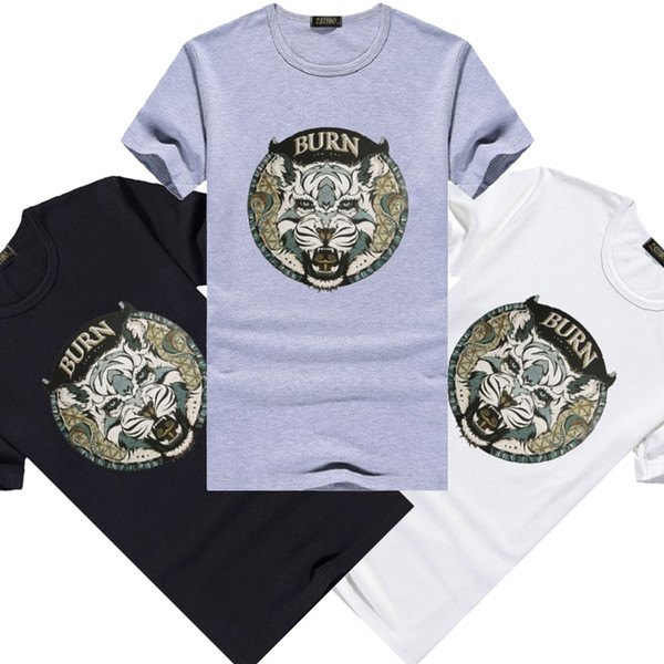 Fashion New Tiger Head Men's T-Shirt Solid color short sleeve o neck t shirt casual Loose Fit Tops tshirt BMTX43 FF