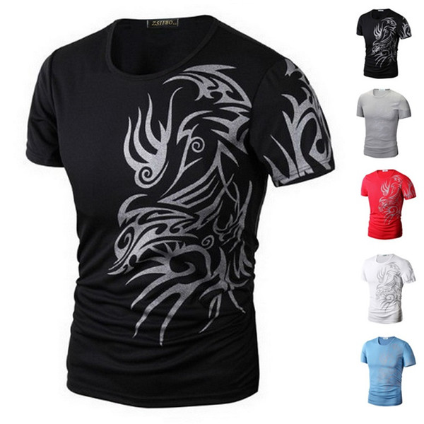 Wholesale t shirts for men Fashion Dragon Print t shirt Short Sleeve crew neck sport t-shirt Elastic clothing Good Quality tshirt TX70 RF