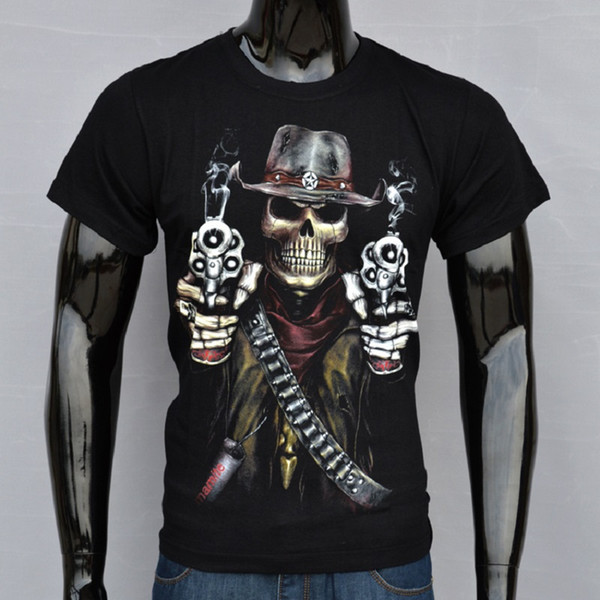 Halloween Men's Fashion Streetwear Skull gun Halloween T-Shirt loose fit casual t shirt short sleeve o-neck tops Super cool Tees BMTX01 F