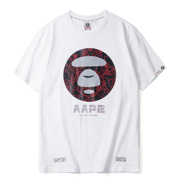 Fashion Mens AAPE T Shirt Designer New Cotton Round Neck T Shirt Short Sleeve Couple Fashion Print Short Sleeve Black White Red