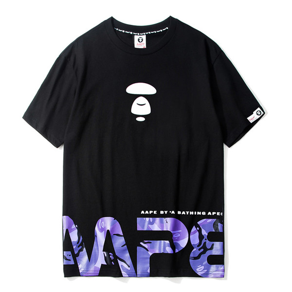 Brand New AAPE T Shirt Animal Print Short Sleeves Couples Pure Cotton Round Neck Short Sleeves Mens Designer Fashion Print T Shirt 4 colors