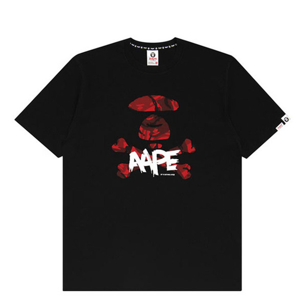 AAPE Fashion T Shirt Aape Mens Summer Red Camouflage Ape Head X-Bone Print Short Sleeve T Shirt Mens Designer Tee