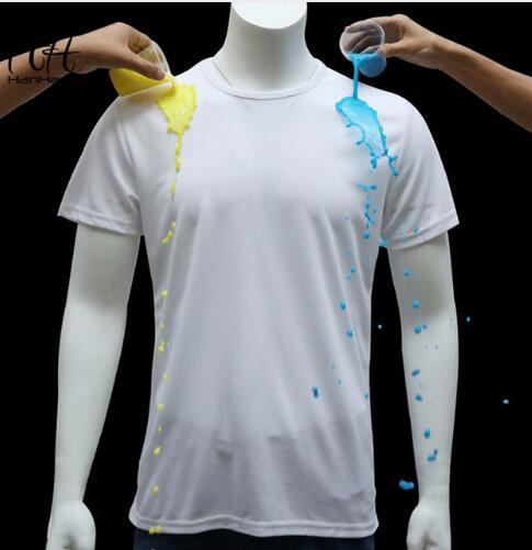 Hydrophobic T-shirts Men Waterproof Anti-pollution Quick Dry Tee Shirts New Mens Short-sleeved Jogger T shirts