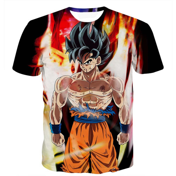 Hip Hop Tee shirt Mens Womens Cartoon 3D T-Shirts Dragon Ball Z Print Super Saiyan Goku Anime Graphic t-shirt Tops