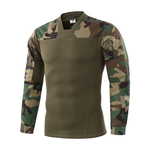 Shanghai Story V Neck Brand Camouflage Long Sleeve Frog Suit Men Tops Tactical Tool Cargo t Shirt Army Military Combat Tee