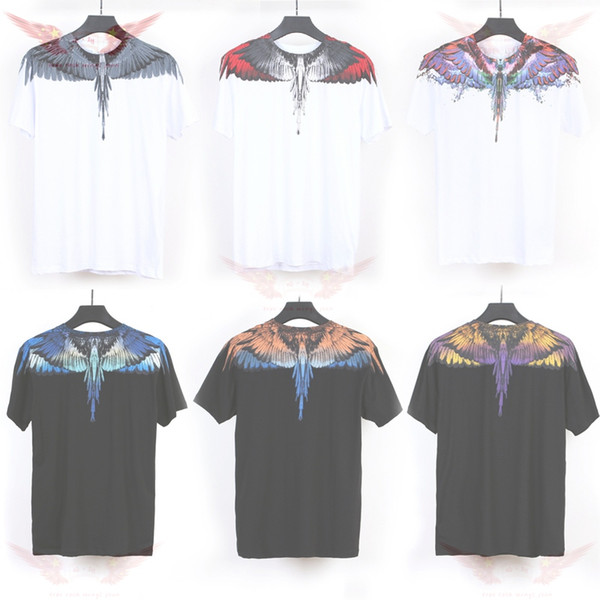 19ss new High quality all colours Marcelo Burlon mens designer t shirts Milan Feather Wings tee Women Couple Fashion Show shorts T Shirts