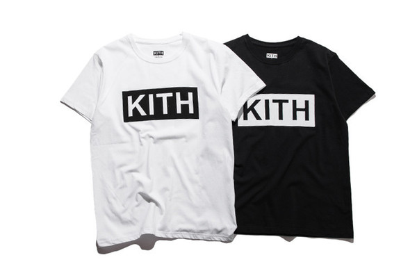 Men Clothing Summer Mens T-shirts KITH Fashion Letters Printed Tee Cool Short Sleeved Crew Neck Tees Man Women White Black Tops