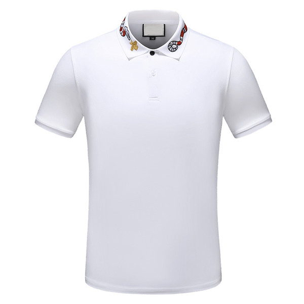 2019 luxury Italy designer stripe polo shirt t shirts Luxury snake polos bee floral embroidery mens High street fashion horse polo T-shirt