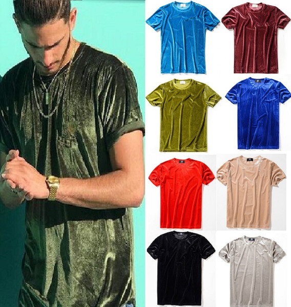 Wholesale Men 2018 Summer Mens Designer T-Shirt European Style Velvet T-shirt Round Neck Cotton Short Sleeves Male and Female T-shirts