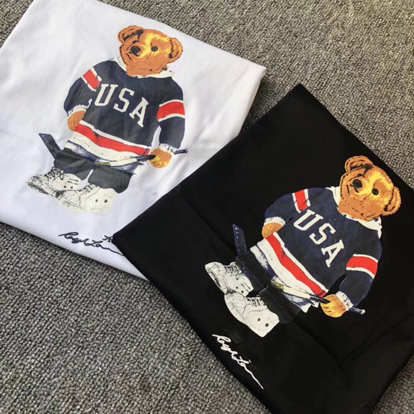 US size Polo Bear shirt men tshirt USA Summer Short sleeve standard EU UK size shirts S M L XL 2XL dropshipping