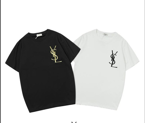 19ss New Paris YS Designer fashion Summer Street Embroidery letters shirts High Quality short sleeves t-shits mens womens woman Tee clothing