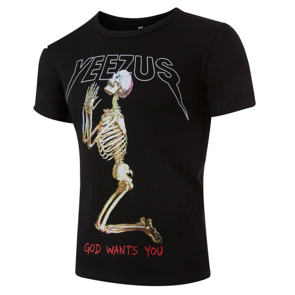 YEEZUS Summer Tshirt Men Fashion Cool Skulls Printed Short Sleeved Tees KANYYE WEST Tops Designer Tee Shirts Clothing