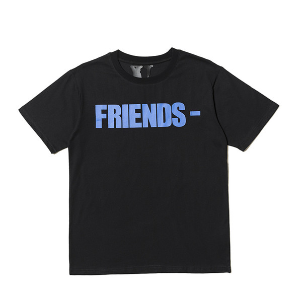 Best Version Vlone FRIENDS Printed Women Men T shirts tees Hiphop Streetwear Blue Friends Vlone Cotton Short Sleeve Men T shirt