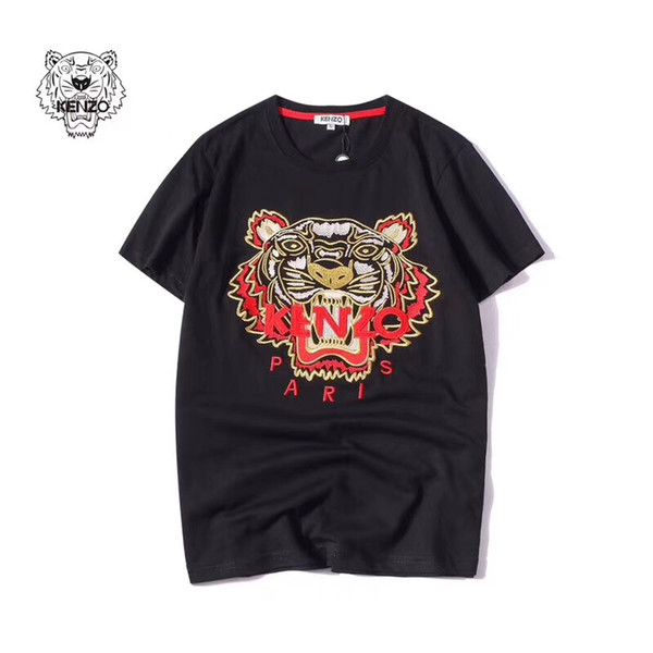 2019 new Designer T Shirts For Men Tops Tiger Head Letter Embroidery T Shirt Mens Clothing Brand Short Sleeve Tshirt Women Tops S-2XL