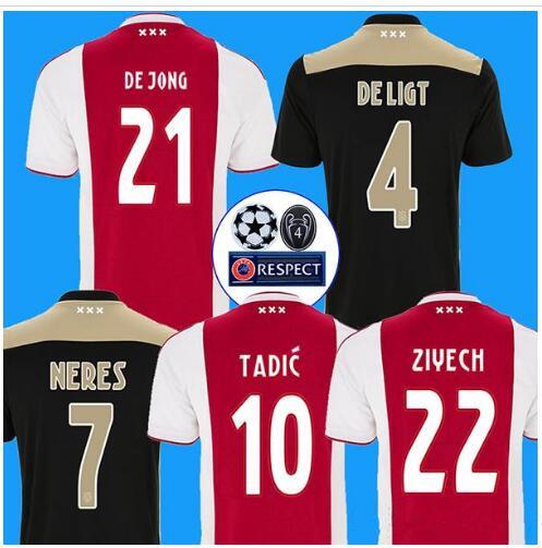 18 19 ajax soccer jersey DE JONG DE LIGT ajaxa msterdam camiseta fútbol VAN DE BEEK NERES 2018 2019 camisa futebol TADIC ZIYECH maillot