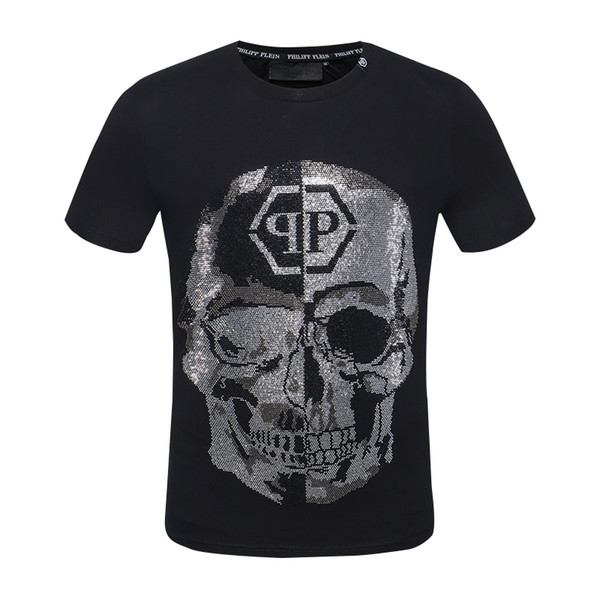 2019 Printed Phillip Plain T-Shirt Fashion Casual Fitness Cool O-neck Men's Bear T Shirt Summer Short Sleeve Men Clothing skull top d224